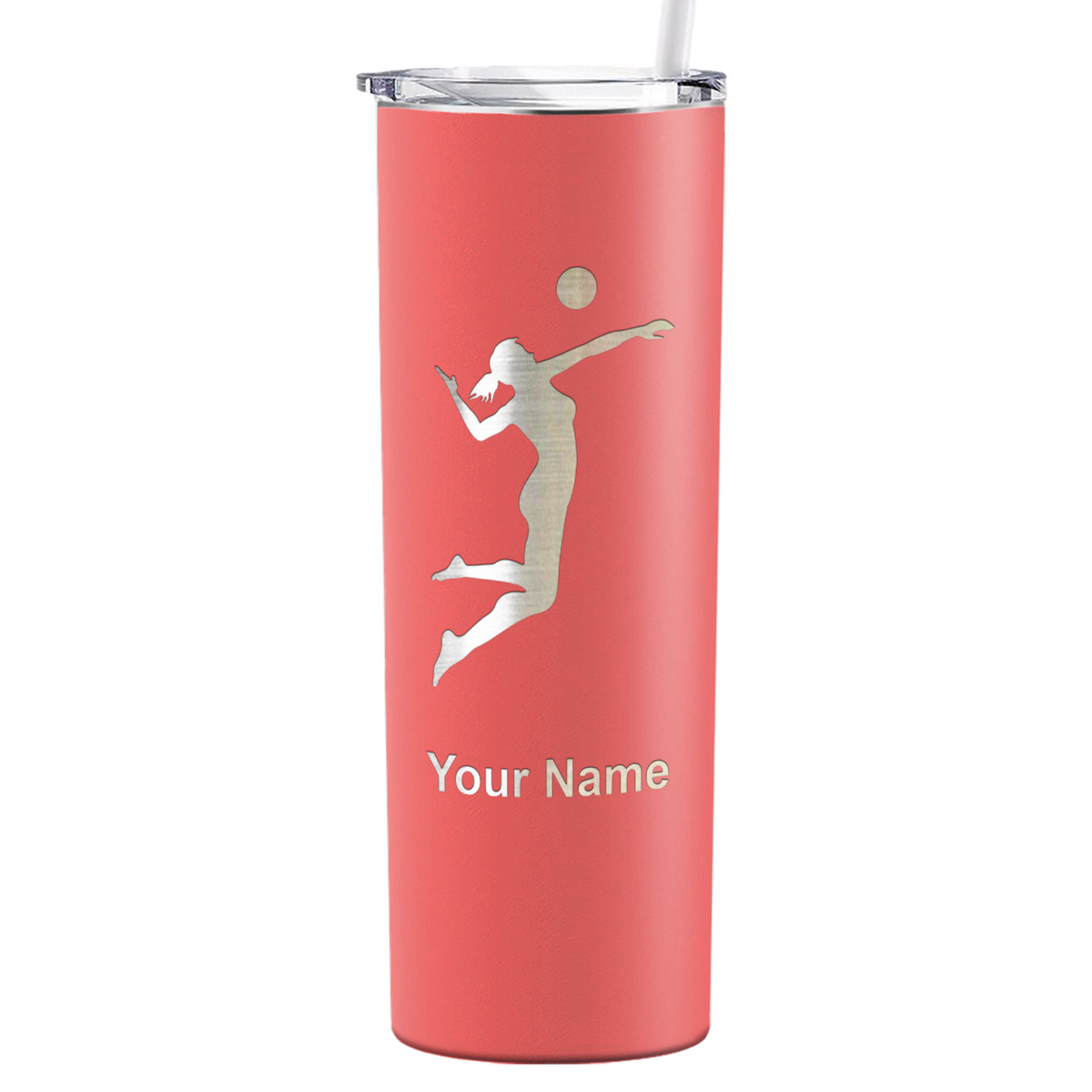 Personalized Volleyball Player Silhouette Laser Engraved on Stainless Steel Volleyball Tumbler