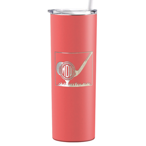 Personalized Monogrammed Golf Ball Laser Engraved on Stainless Steel Golf Tumbler