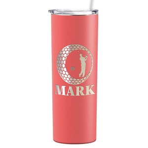 Personalized Golfer in Ball Laser Engraved on Stainless Steel Golf Tumbler