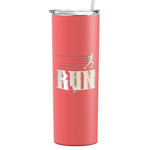 Run Laser Engraved on Stainless Steel Cross Country Tumbler