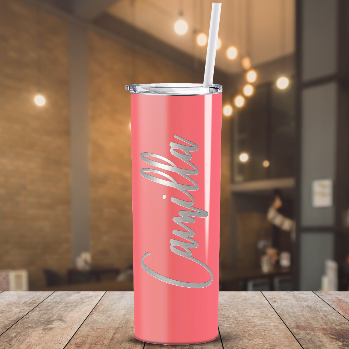 Personalized Engraved 20 oz Skinny 20oz Tumbler - Guava Gloss