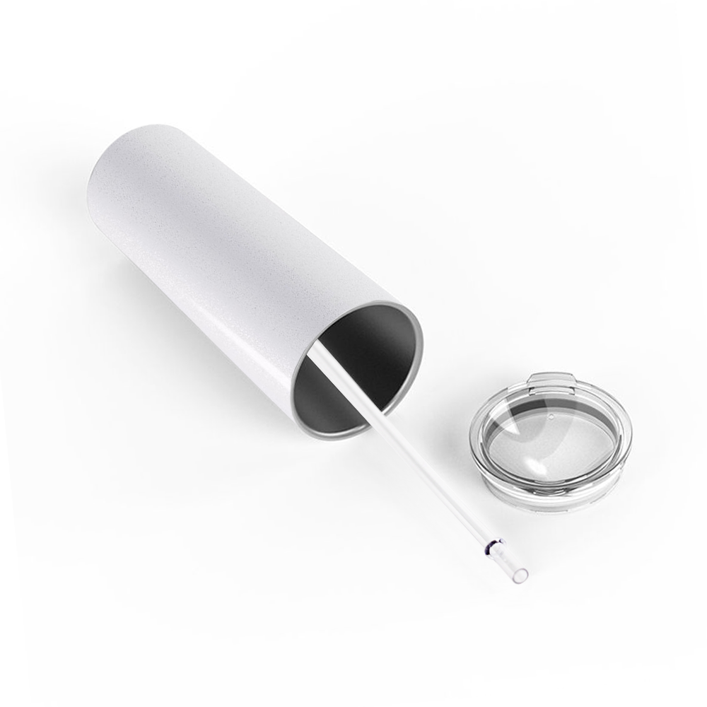  White Glitter Skinny Tumbler