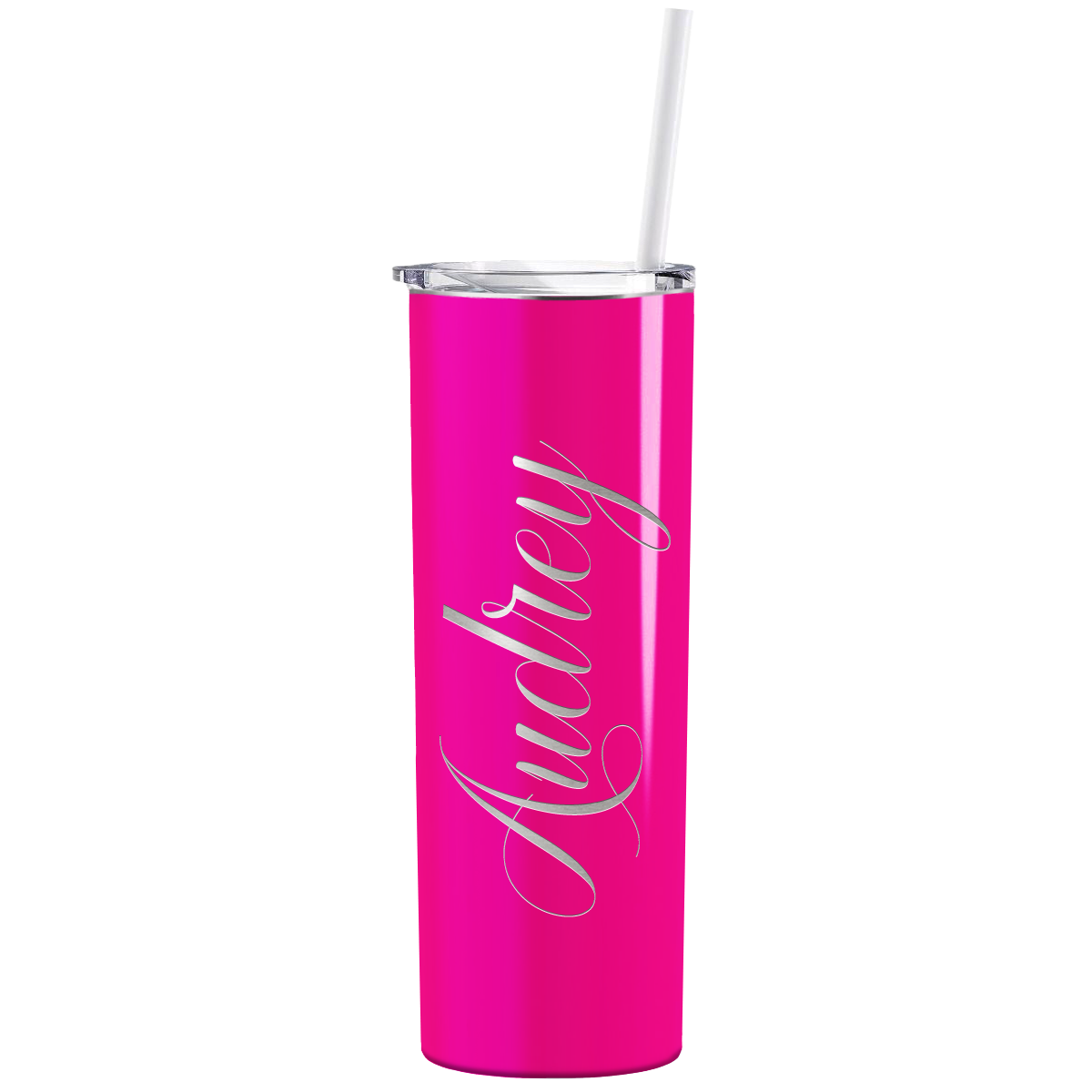 Personalized Engraved 20 oz Skinny 20oz Tumbler - Hot Pink Gloss