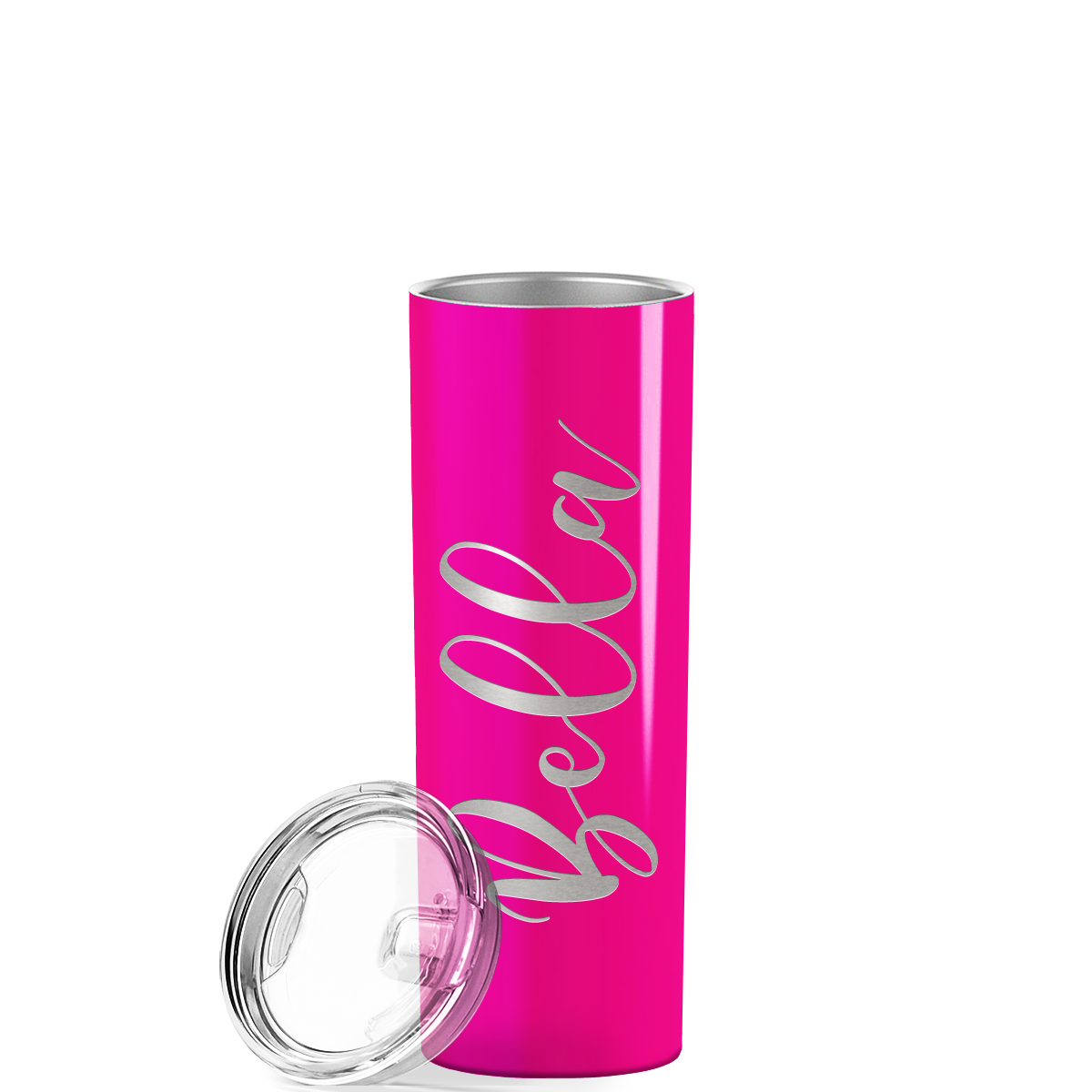 Personalized Engraved 20 oz Skinny 20oz Tumbler - Hot Pink Gloss
