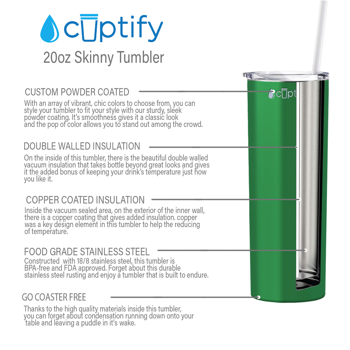  Kelly Green Gloss Skinny Tumbler