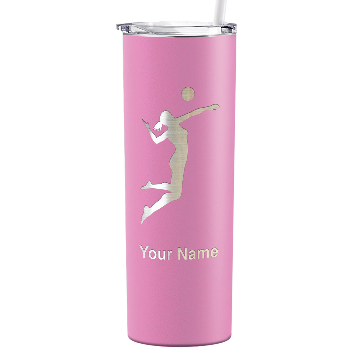 Personalized Volleyball Player Silhouette Laser Engraved on Stainless Steel Volleyball Tumbler