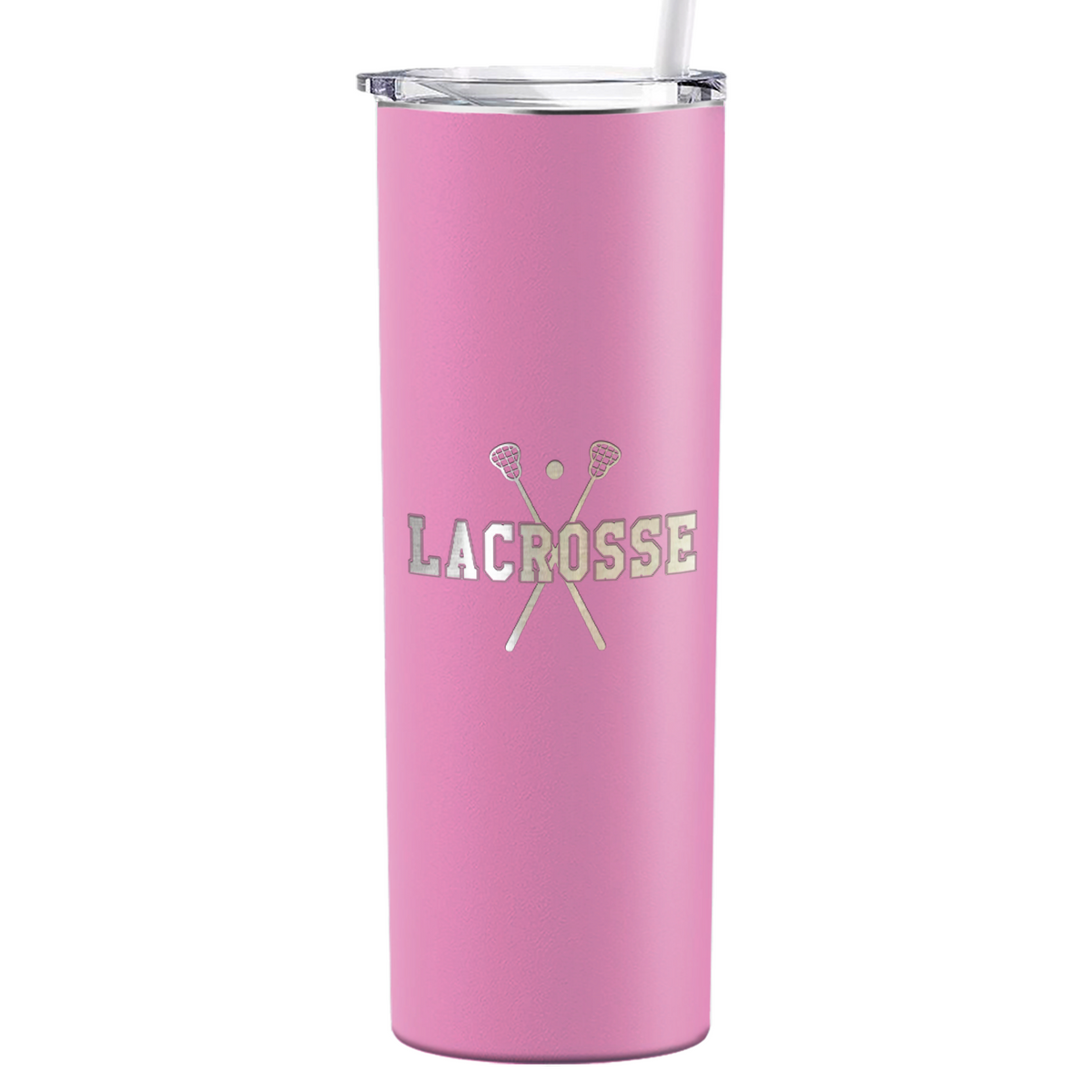 Lacrosse Sticks Laser Engraved on Stainless Steel Lacrosse Tumbler