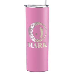 Personalized Golfer in Ball Laser Engraved on Stainless Steel Golf Tumbler