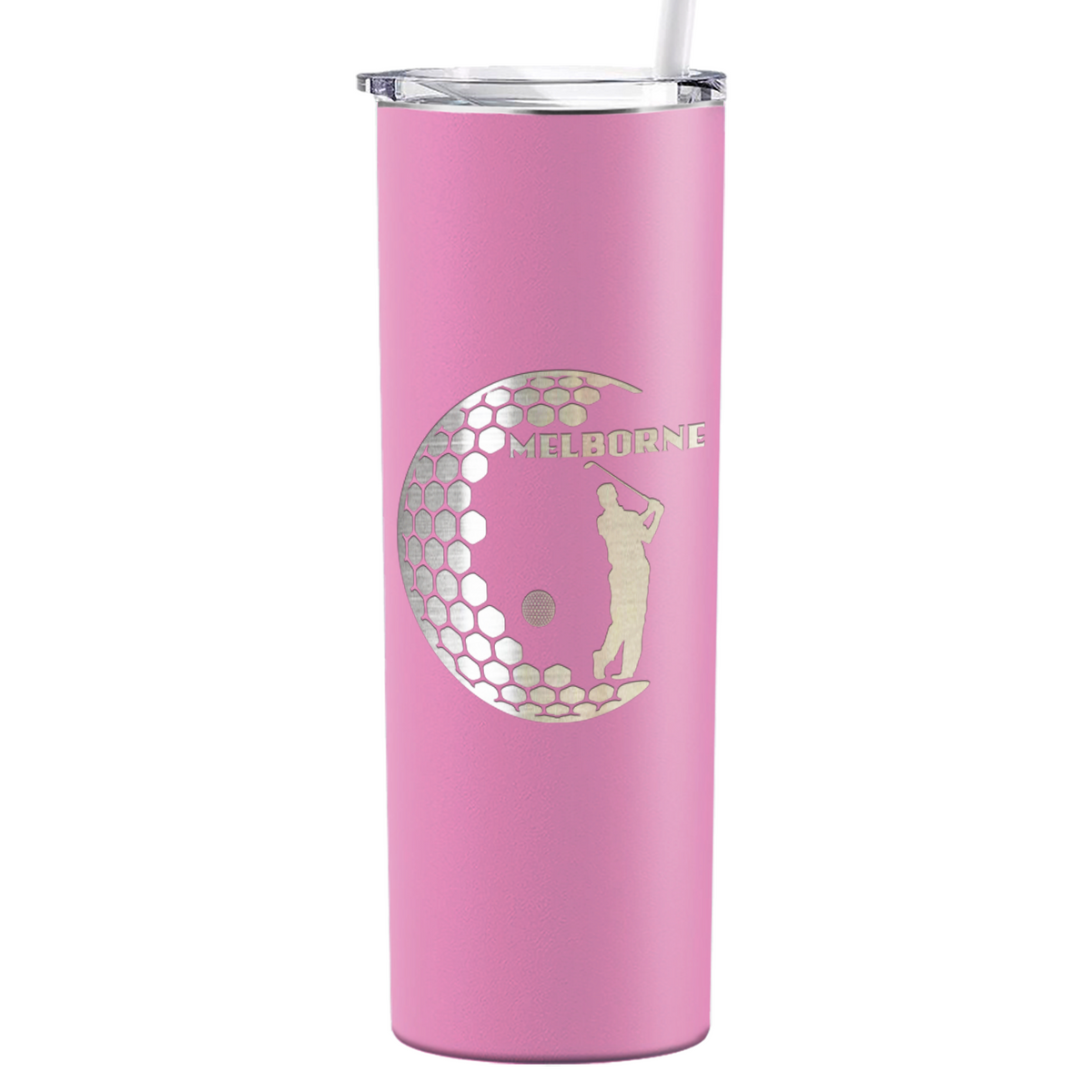Personalized Golfer in Half Ball Laser Engraved on Stainless Steel Golf Tumbler