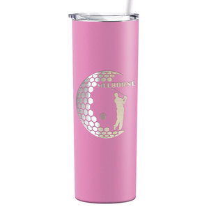 Personalized Golfer in Half Ball Laser Engraved on Stainless Steel Golf Tumbler