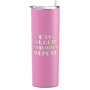 Eat Sleep Gymnastics Repeat Laser Engraved on Stainless Steel Gymnastics Tumbler