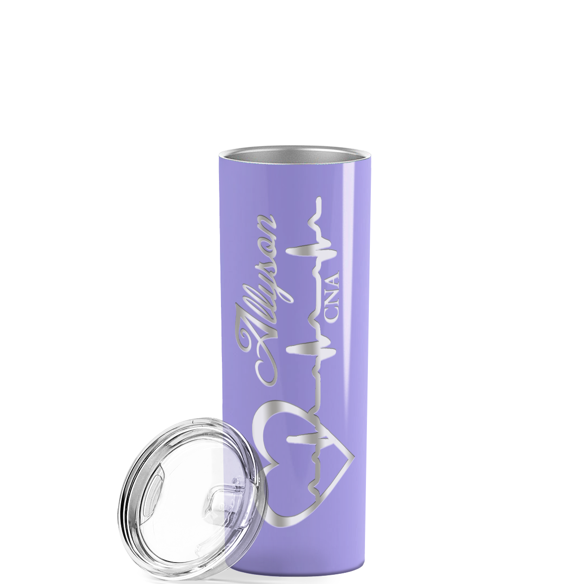 Personalized Nurse Laser Engraved 20oz Skinny Tumbler - Lavender Gloss