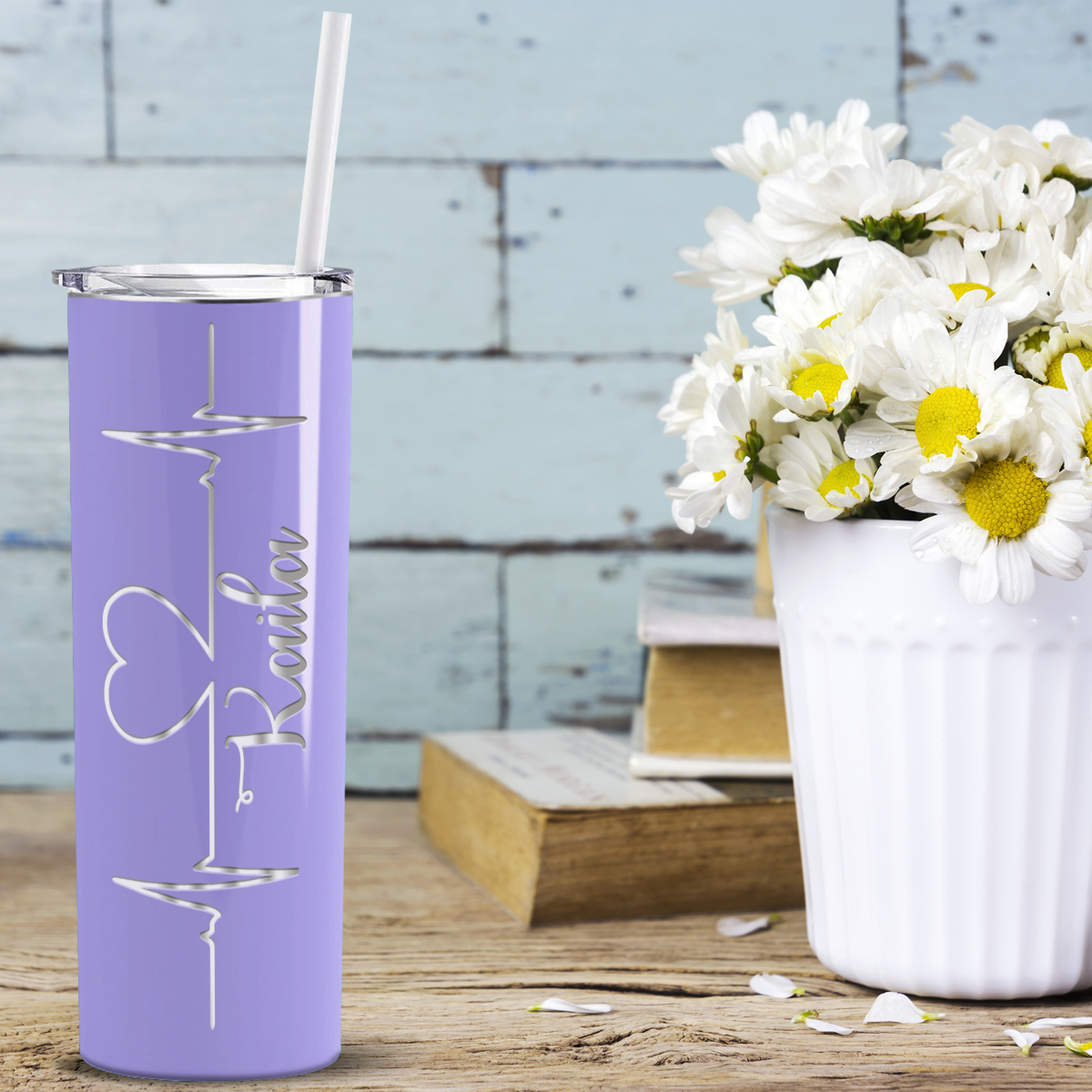 Personalized Nurse Laser Engraved 20oz Skinny Tumbler - Lavender Gloss