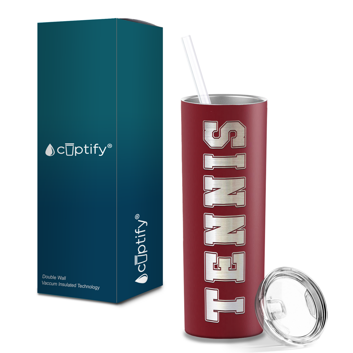 Tennis Laser Engraved on Stainless Steel Tennis Tumbler