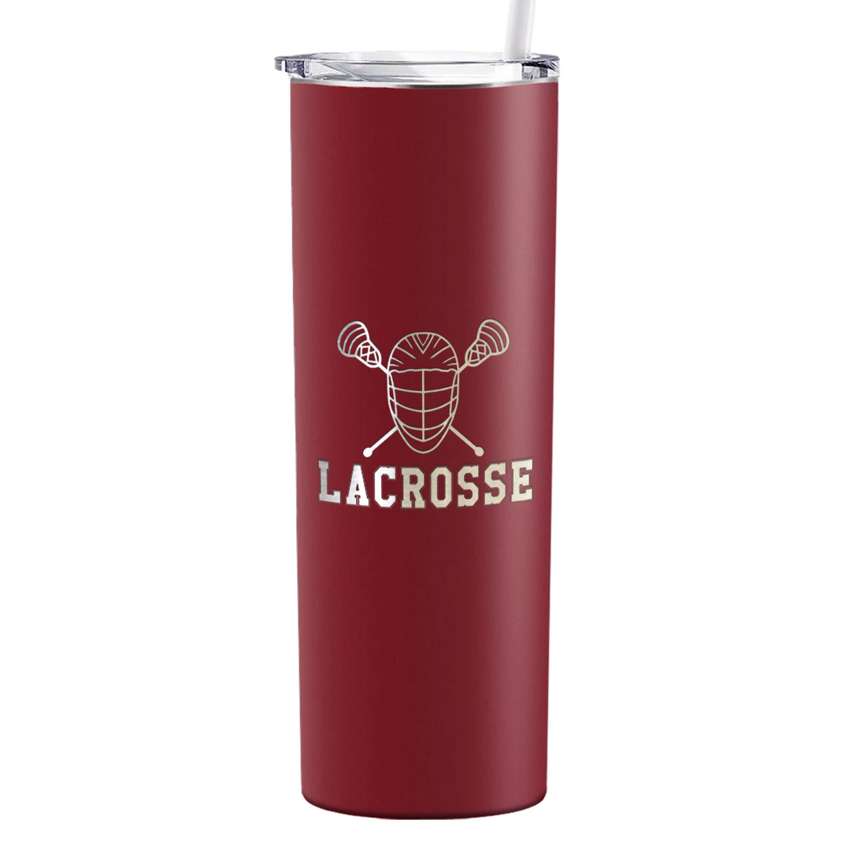Lacrosse Mask and Sticks Laser Engraved on Stainless Steel Lacrosse Tumbler