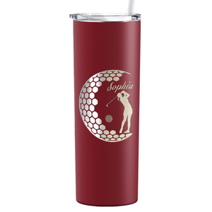 Personalized Women Golfer Laser Engraved on Stainless Steel Golf Tumbler