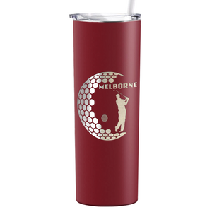 Personalized Golfer in Half Ball Laser Engraved on Stainless Steel Golf Tumbler