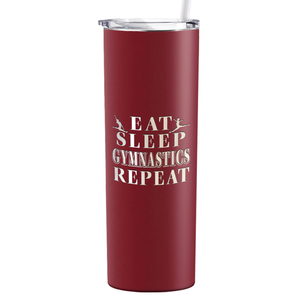 Eat Sleep Gymnastics Repeat Laser Engraved on Stainless Steel Gymnastics Tumbler