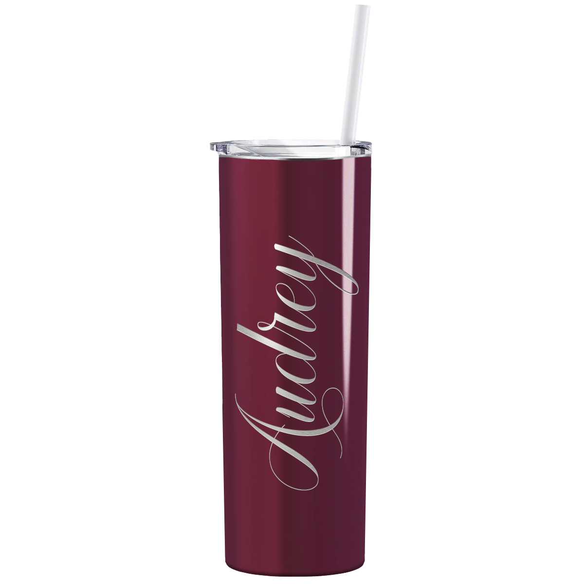 Personalized Engraved 20 oz Skinny 20oz Tumbler - Maroon Gloss