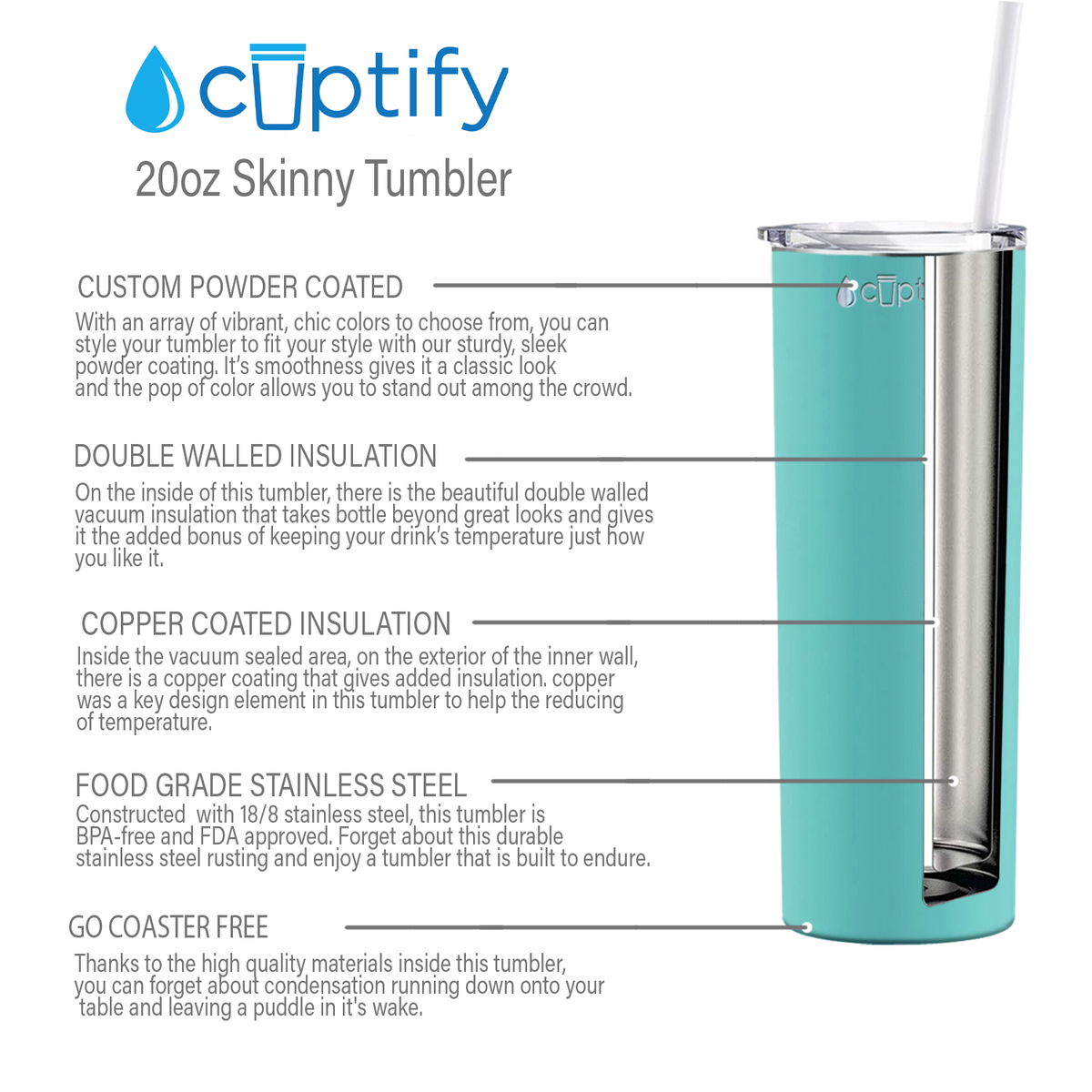  Green Mint Gloss Skinny Tumbler