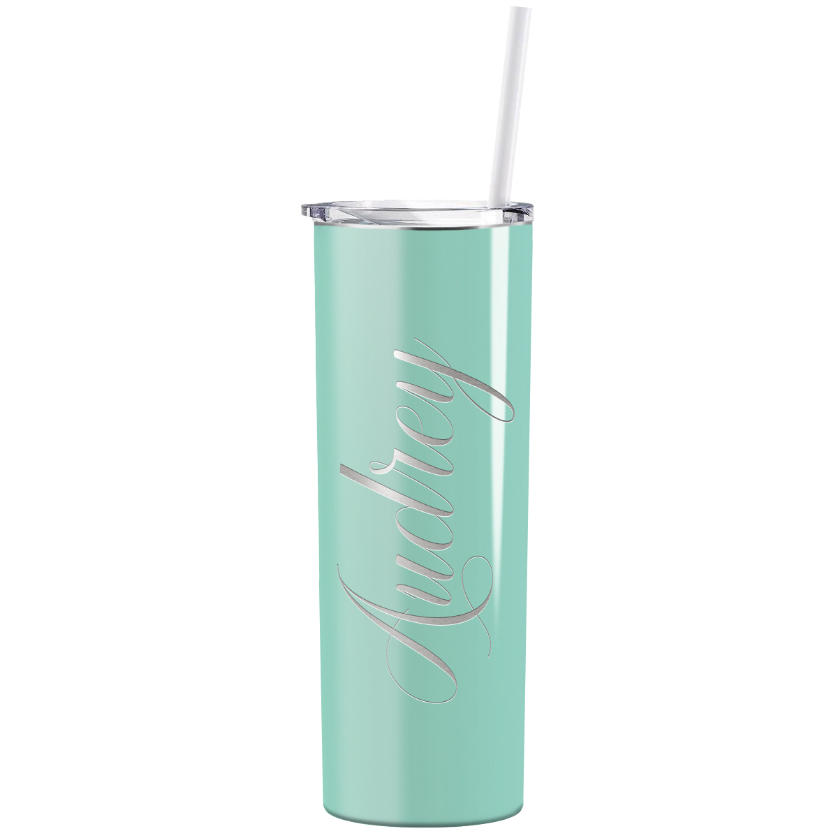 Personalized Engraved 20 oz Skinny 20oz Tumbler - Mint Green Gloss
