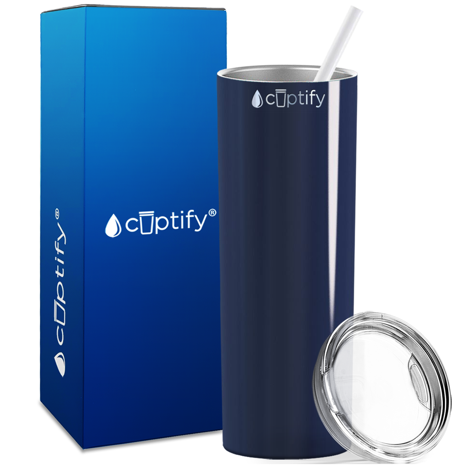  Navy Blue Gloss Skinny Tumbler