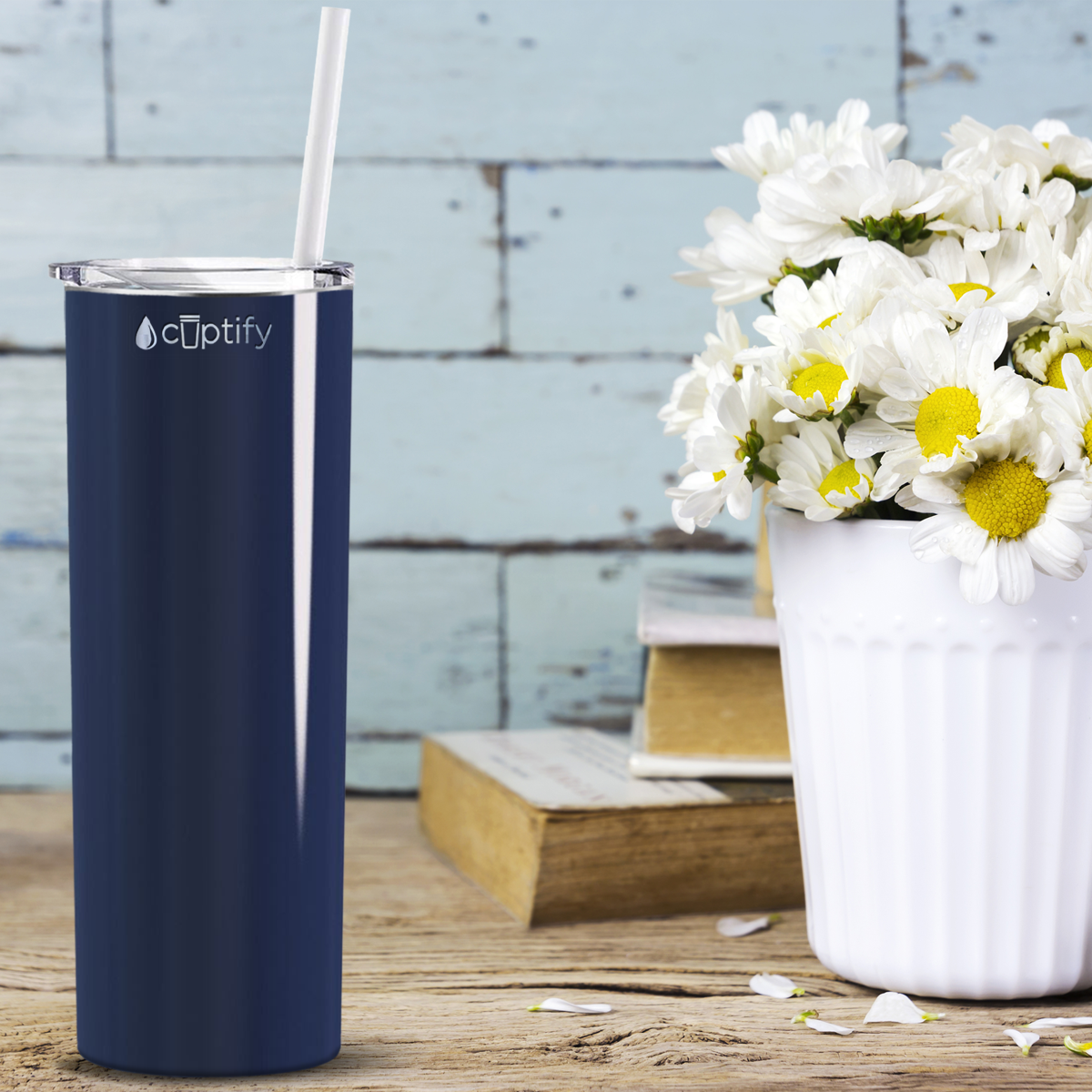  Navy Blue Gloss Skinny Tumbler