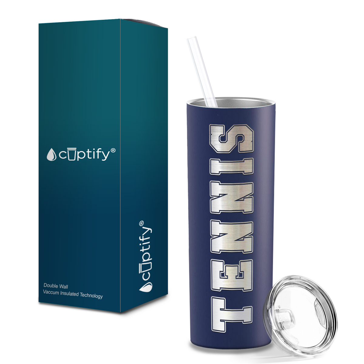 Tennis Laser Engraved on Stainless Steel Tennis Tumbler