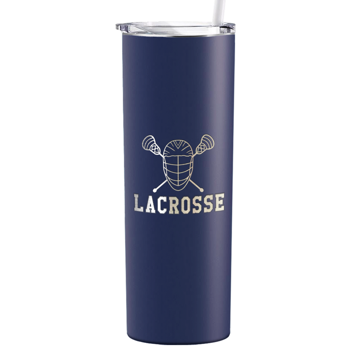 Lacrosse Mask and Sticks Laser Engraved on Stainless Steel Lacrosse Tumbler
