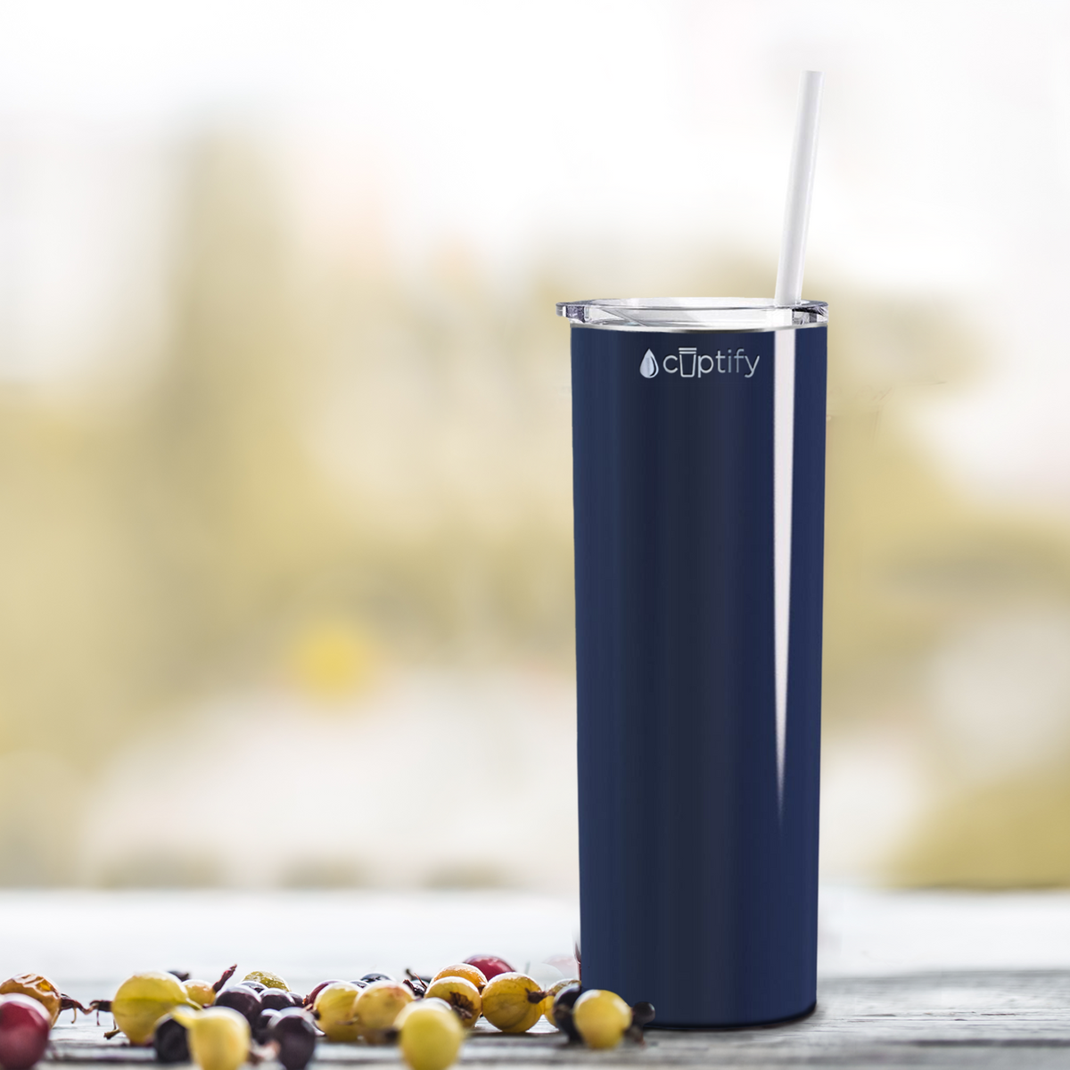  Navy Blue Gloss Skinny Tumbler