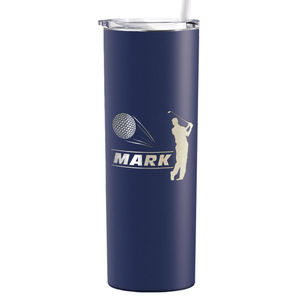 Personalized Golfer Laser Engraved on Stainless Steel Golf Tumbler