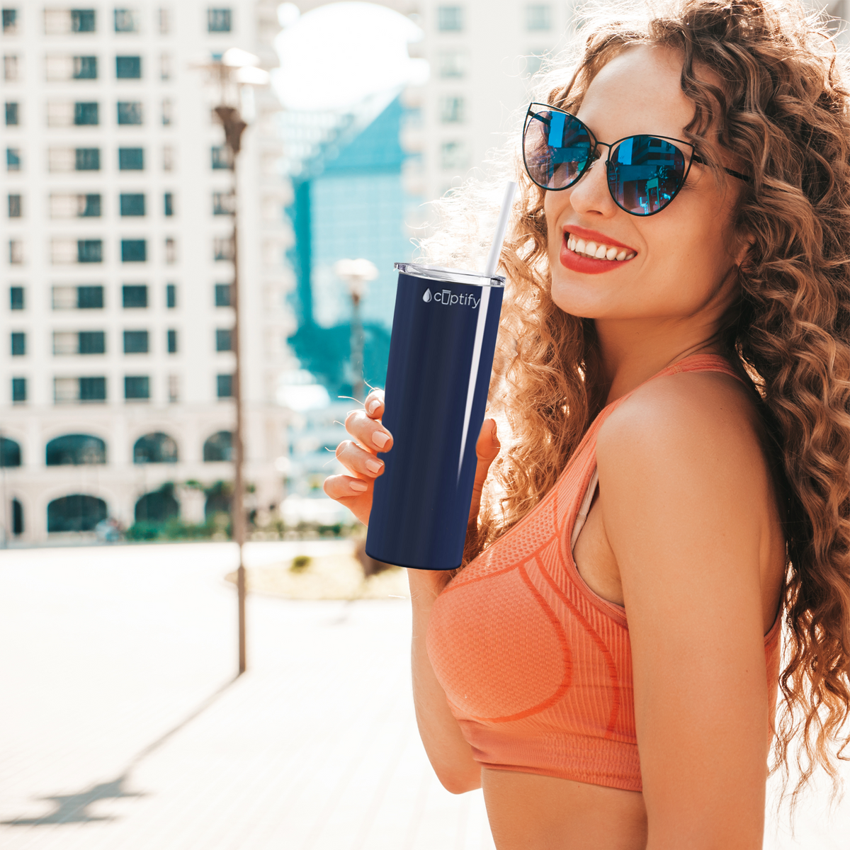  Navy Blue Gloss Skinny Tumbler
