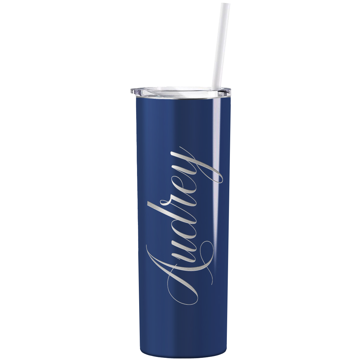 Personalized Engraved 20 oz Skinny 20oz Tumbler - Navy Blue Gloss