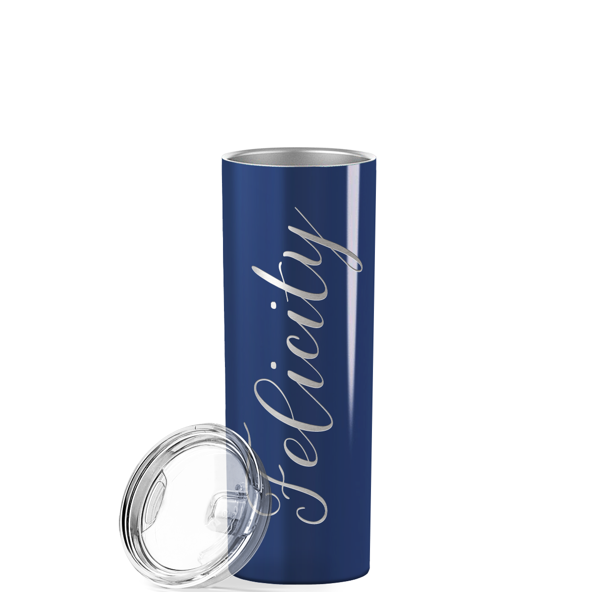 Personalized Engraved 20 oz Skinny 20oz Tumbler - Navy Blue Gloss