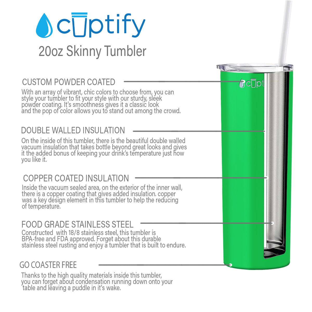  Neon Green Gloss Skinny Tumbler