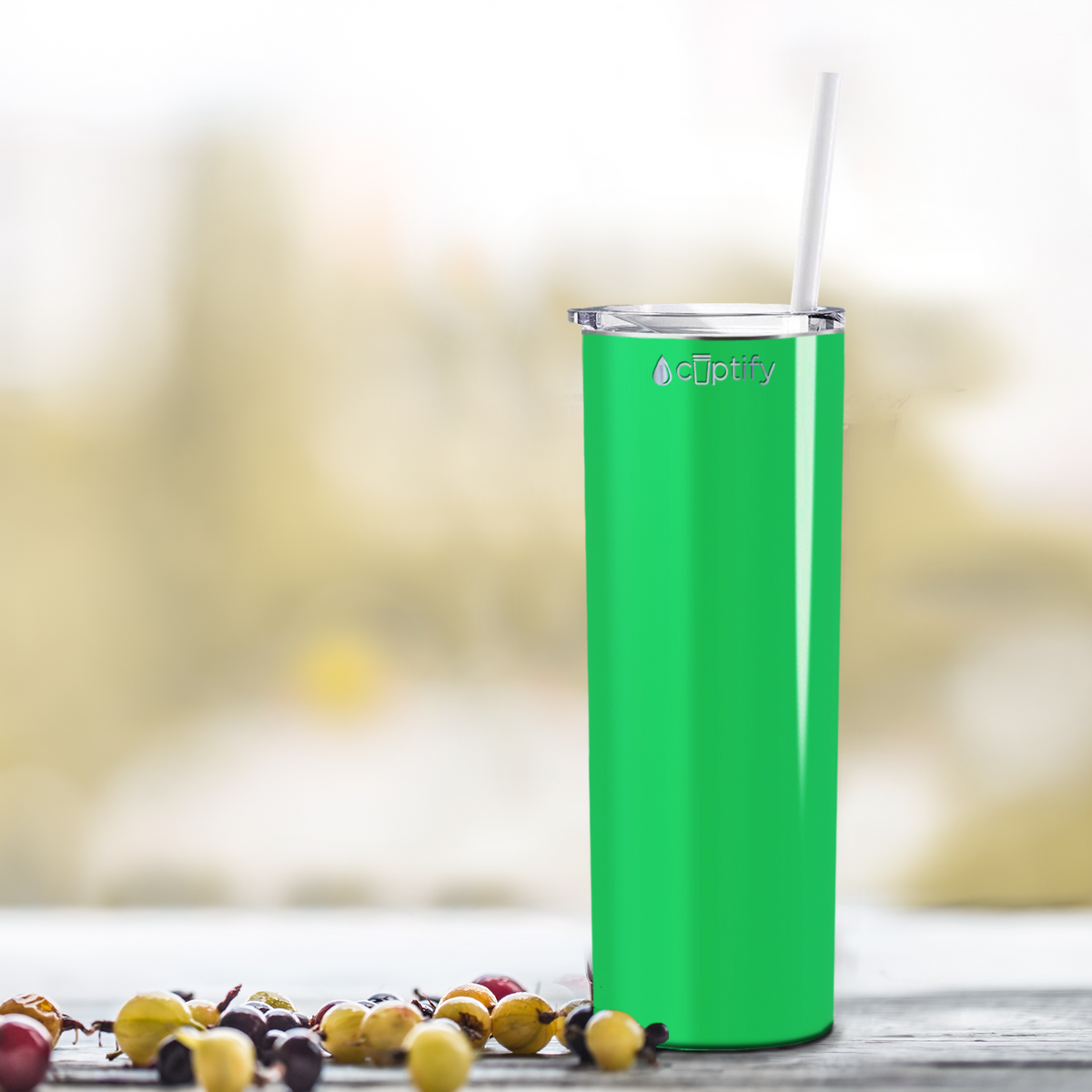  Neon Green Gloss Skinny Tumbler