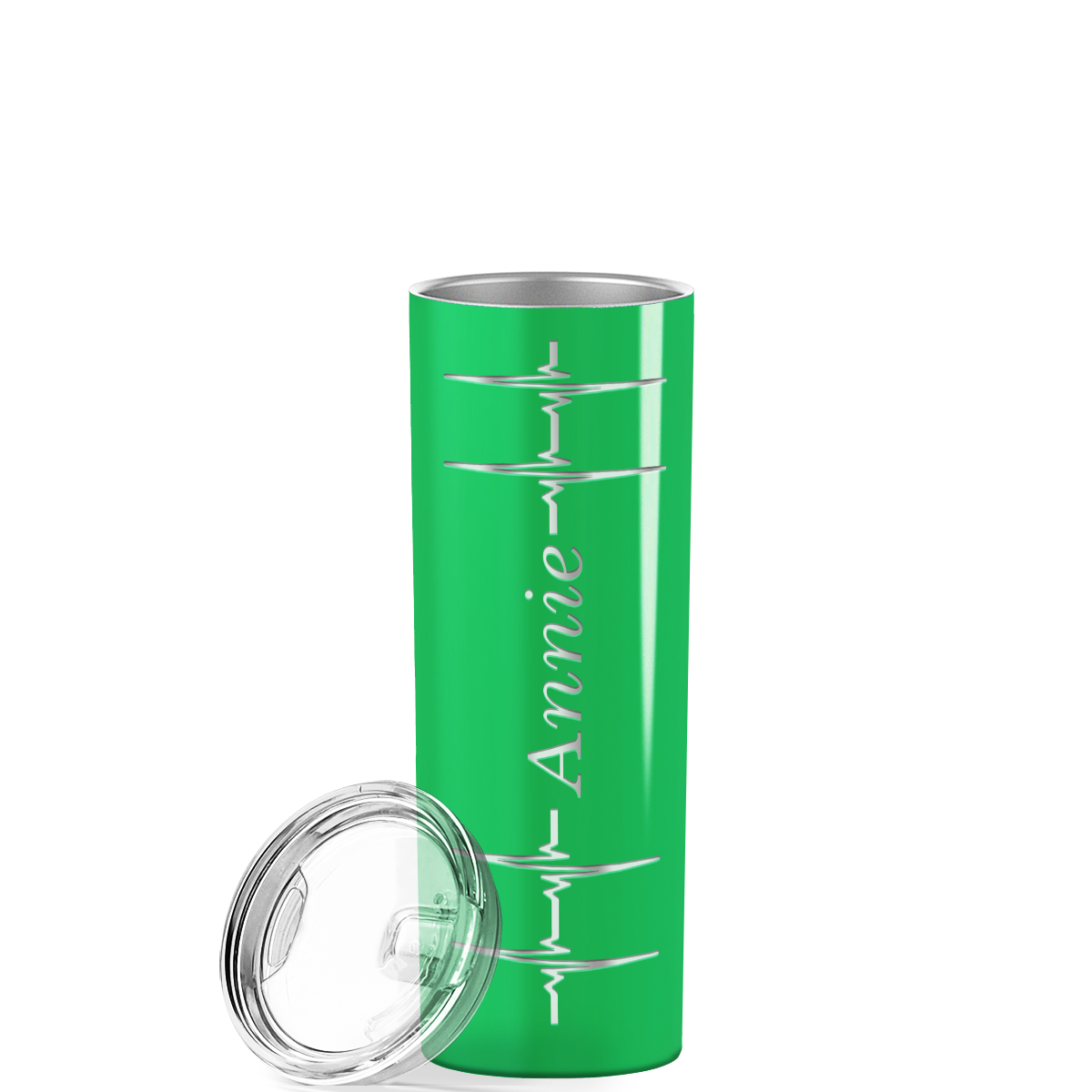 Personalized Nurse Laser Engraved 20oz Skinny Tumbler - Neon Green Gloss