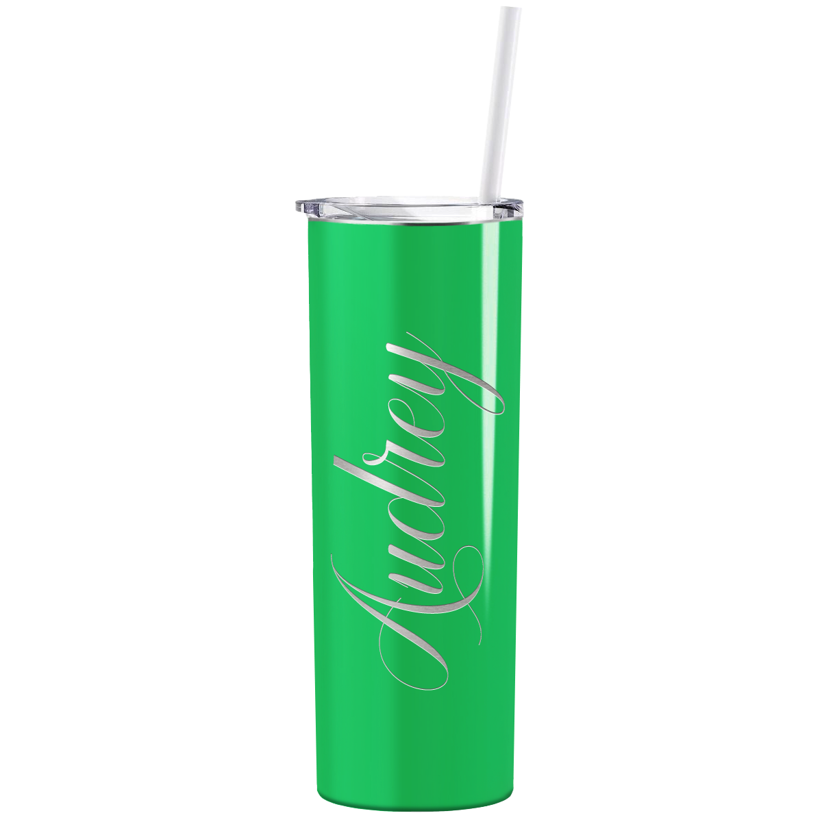 Personalized Engraved 20 oz Skinny 20oz Tumbler - Neon Green Gloss