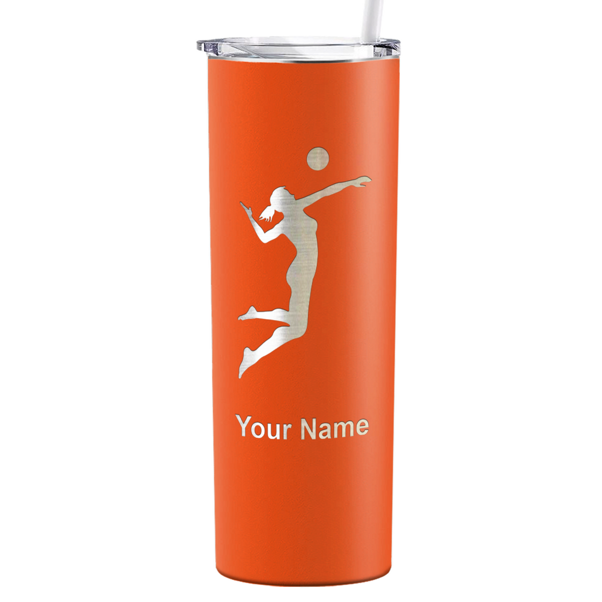 Personalized Volleyball Player Silhouette Laser Engraved on Stainless Steel Volleyball Tumbler