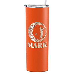 Personalized Golfer in Ball Laser Engraved on Stainless Steel Golf Tumbler