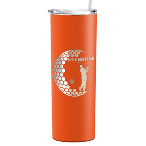 Personalized Golfer in Half Ball Laser Engraved on Stainless Steel Golf Tumbler