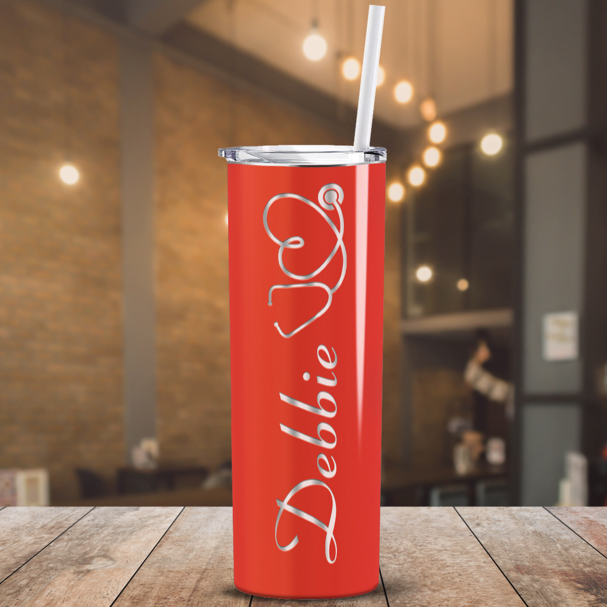 Personalized Nurse Laser Engraved 20oz Skinny Tumbler - Orange Gloss