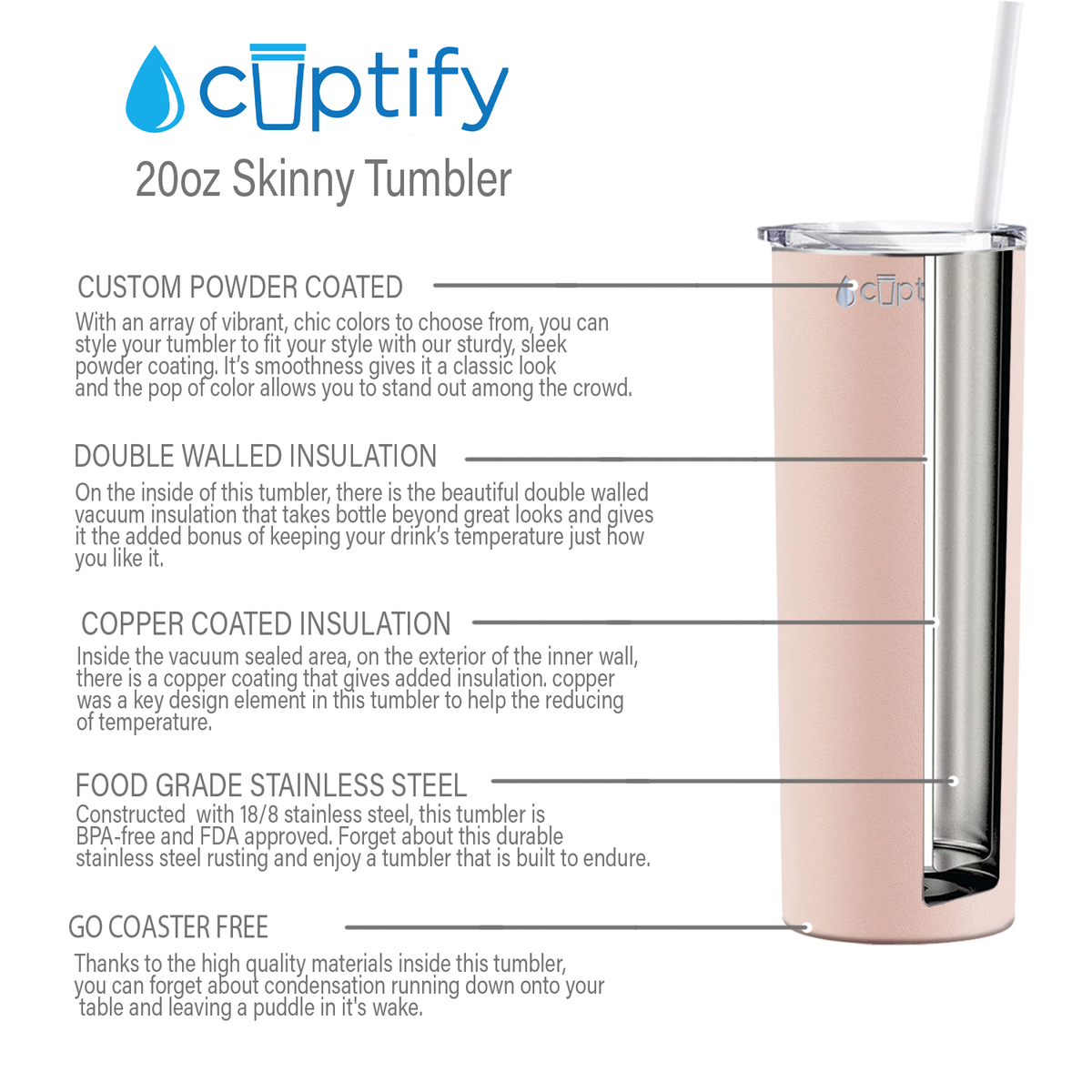  Peach Gloss Skinny Tumbler