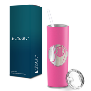 Personalized Monogrammed Tennis Ball Laser Engraved on Stainless Steel Tennis Tumbler