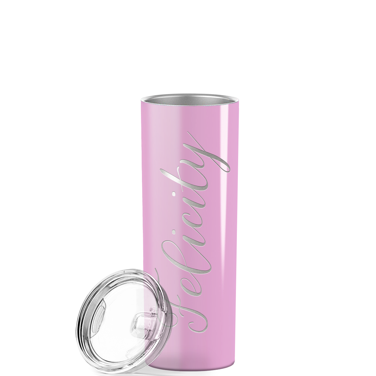 Personalized Engraved 20 oz Skinny 20oz Tumbler - Pastel Pink Gloss