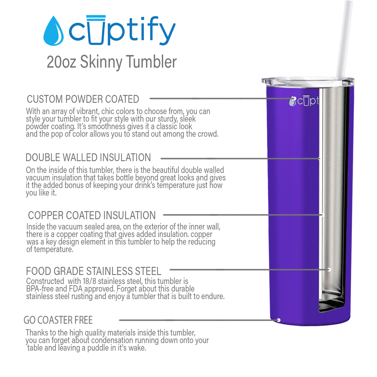  Purple Gloss Skinny Tumbler