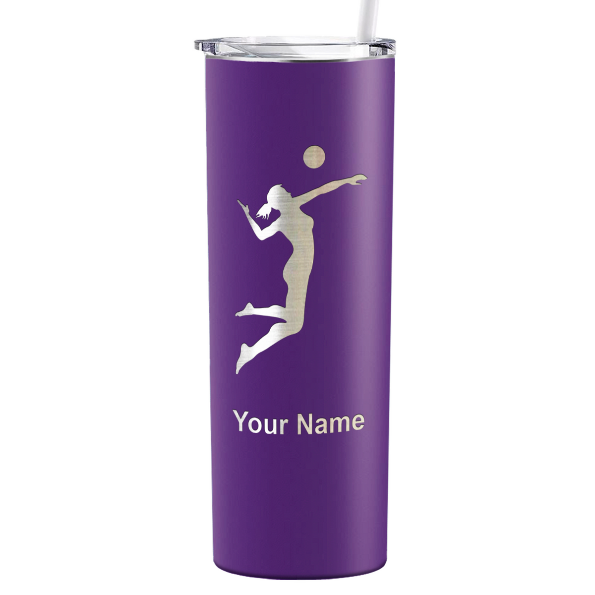 Personalized Volleyball Player Silhouette Laser Engraved on Stainless Steel Volleyball Tumbler