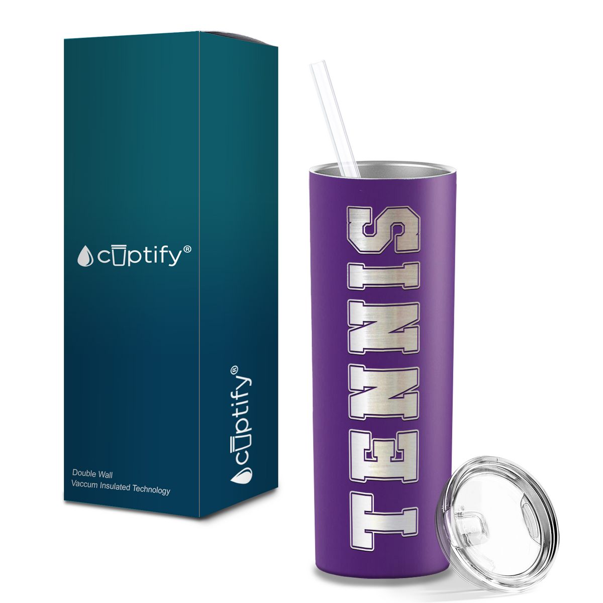 Tennis Laser Engraved on Stainless Steel Tennis Tumbler