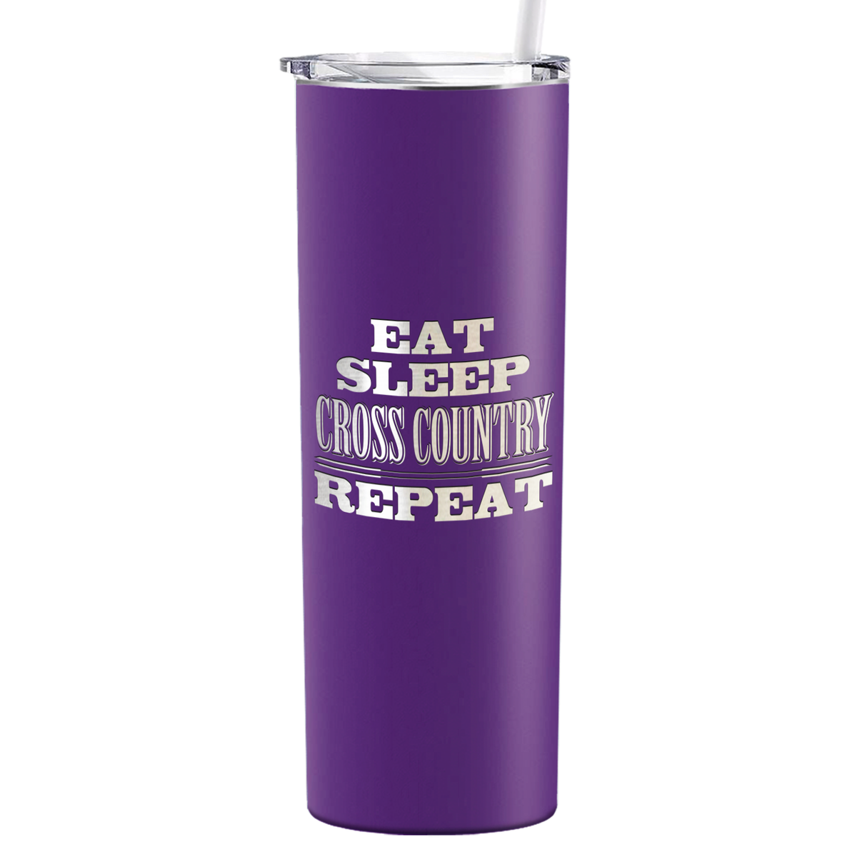 Eat Sleep Cross Country Repeat Laser Engraved on Stainless Steel Cross Country Tumbler