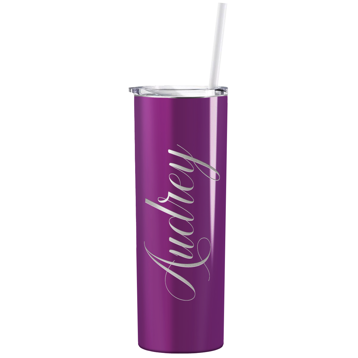Personalized Engraved 20 oz Skinny 20oz Tumbler - Plum Wine Gloss
